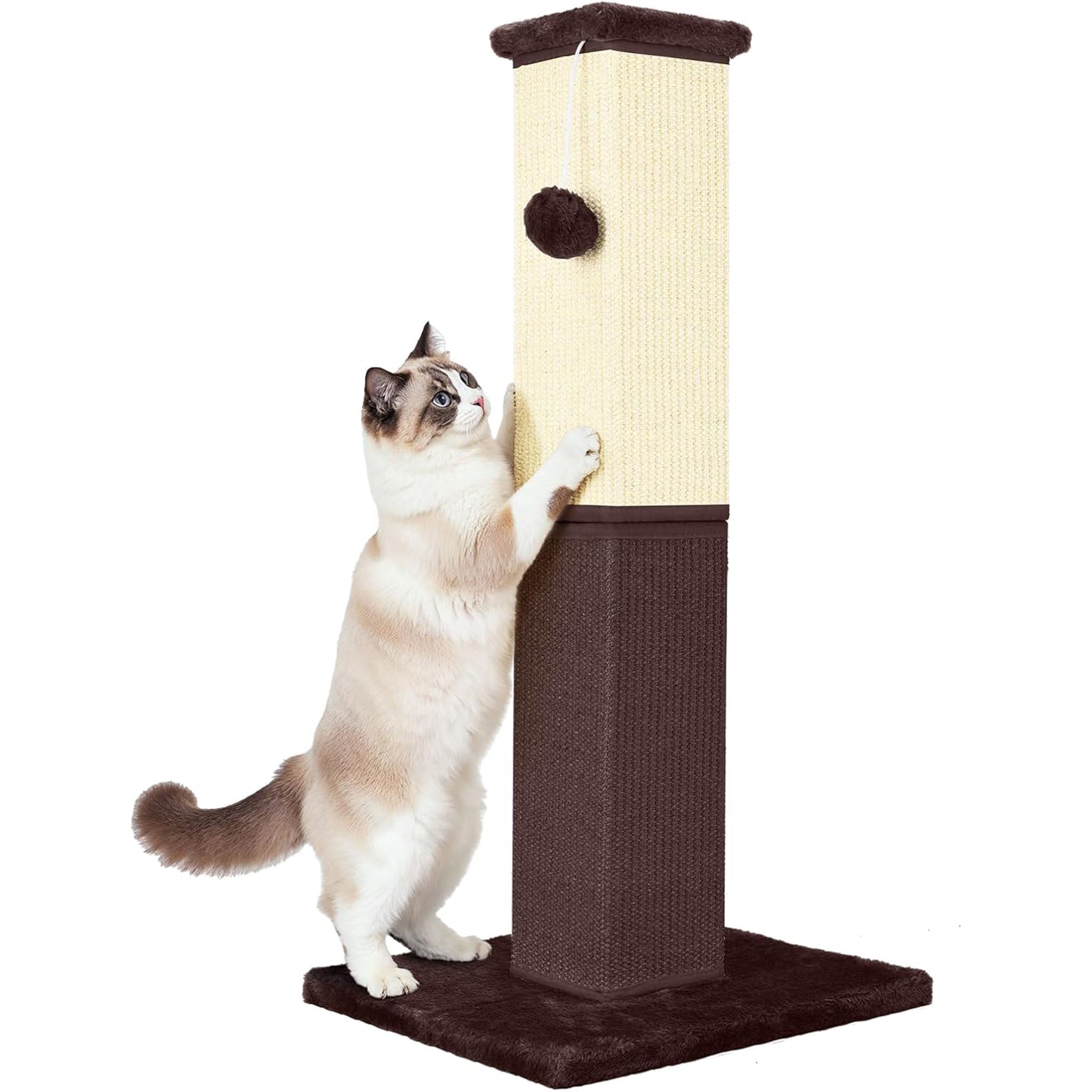 Cat Scratching Post 32 Inch for Indoor Large Cats and Kitten, Nature Sisal Tall Cat Scratch Post, Sisal Cat Scratcher Improve Cat's Scratching Habits and Protect Your Furniture