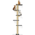 PAWSCRAT Wall-Mounted Cat Tree, 5 Tier Floor to Ceiling Cats Tower, 80 Inch Wall-Mounted Cat Scratching Post, Space Saving Cat Furniture and Easliy Climb for All Cats, Darkgery