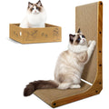 Cat Scratcher, 26 inch L Shape Cat Scratching Pad for Indoor Cats, Durable Sustainable Cardboard Scratcher with Box, Recyclable Vertical Cat Scratch Pad to Protect Furniture, Large