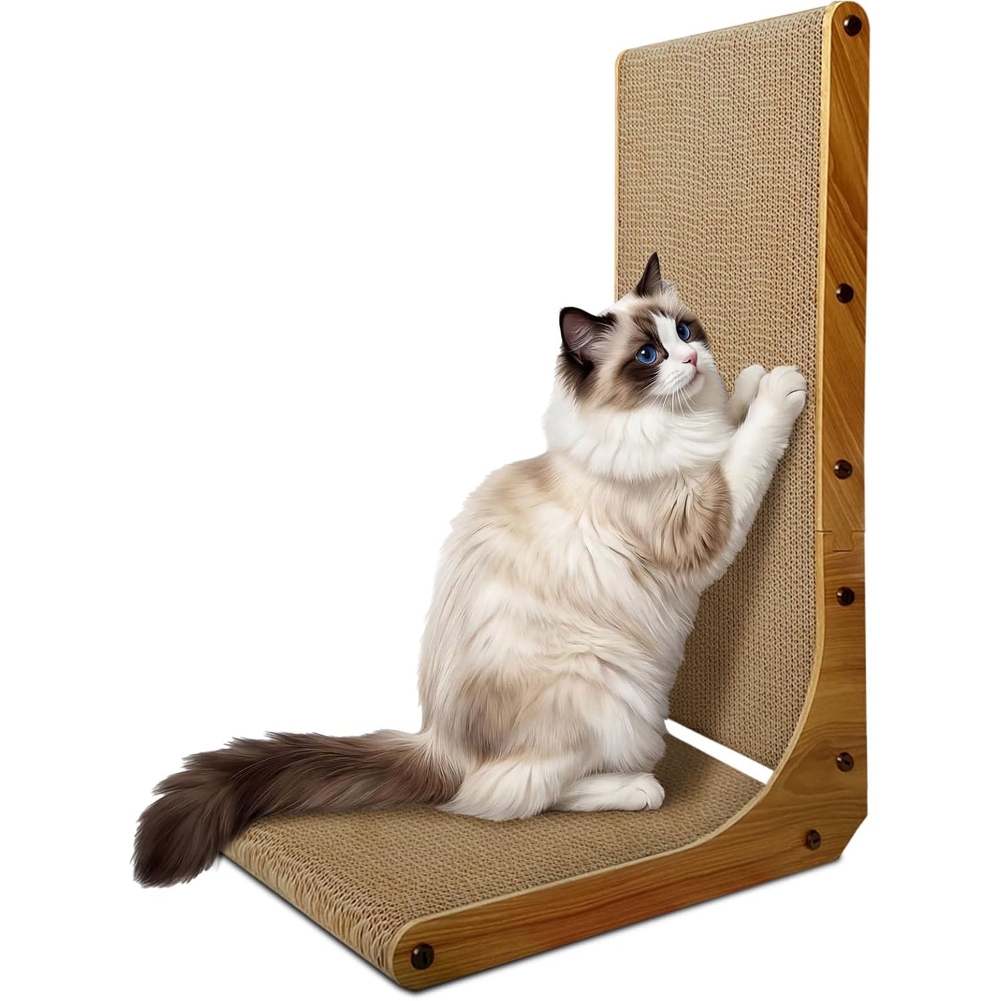 Cat Scratcher, 23 inch L Shape Cat Scratching Pad for Indoor Cats, Durable Sustainable Cardboard Scratcher, Recyclable Vertical Cat Scratch Pad to Protect Furniture, Small