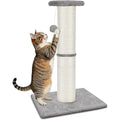 PAWSCRAT Cat Scratching Post 32" Tall, Large Diameter Natural Sisal Cat Scratch Post with Dangling Ball for Indoor Cats, Scratch-Resistant Durable and Protect Your Furniture, LightGrey