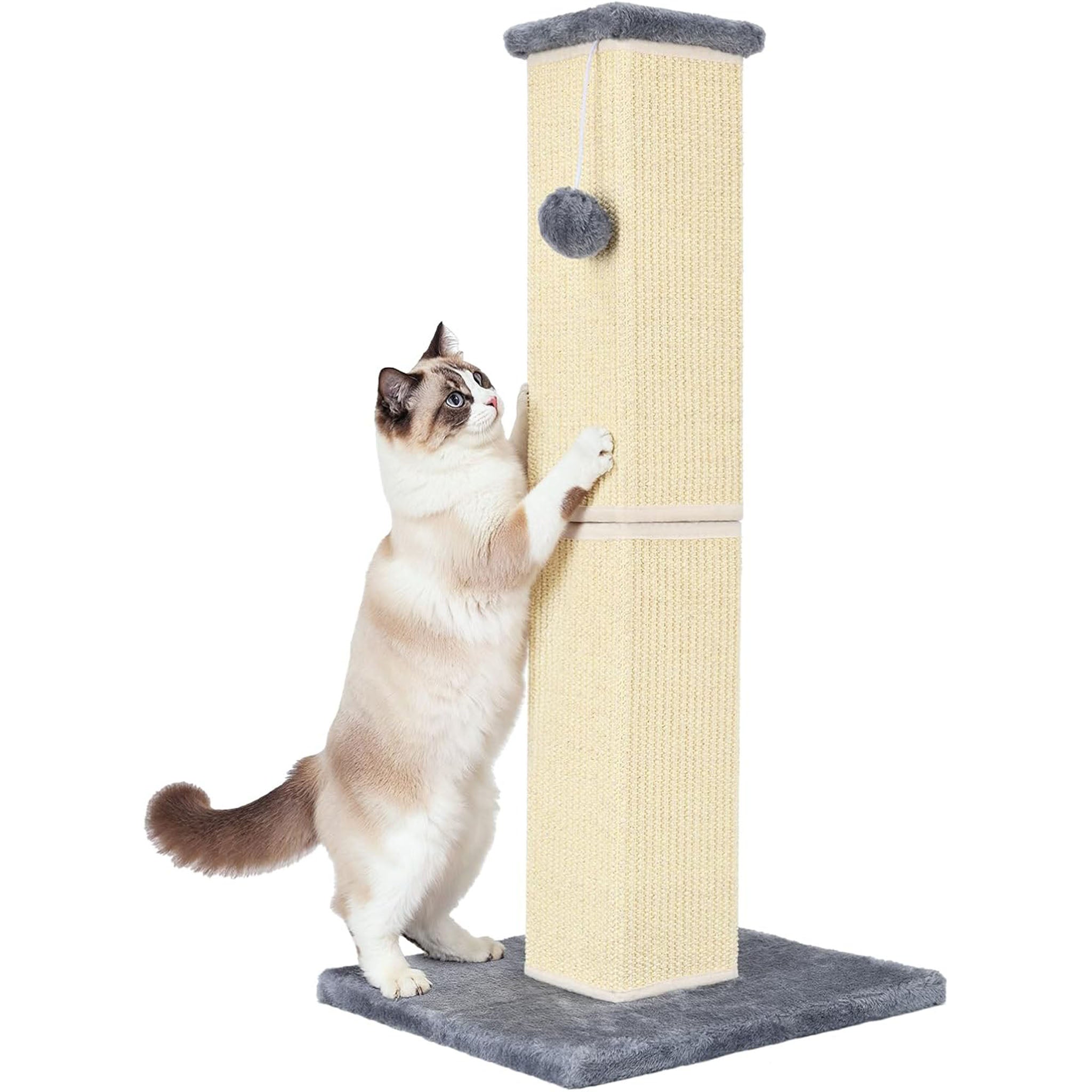 Cat Scratching Post 32 Inch for Indoor Large Cats and Kitten, Nature Sisal Tall Cat Scratch Post, Sisal Cat Scratcher Improve Cat's Scratching Habits and Protect Your Furniture
