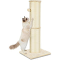 PAWSCRAT Cat Scratching Post 32 Inch High, 5.5 Inch Large Diameter Natural Sisal Cat Scratch Post, Scratch-Resistant and Durable Tall Cat Scratcher for Indoor Cats, Protect Your Furniture, Beige