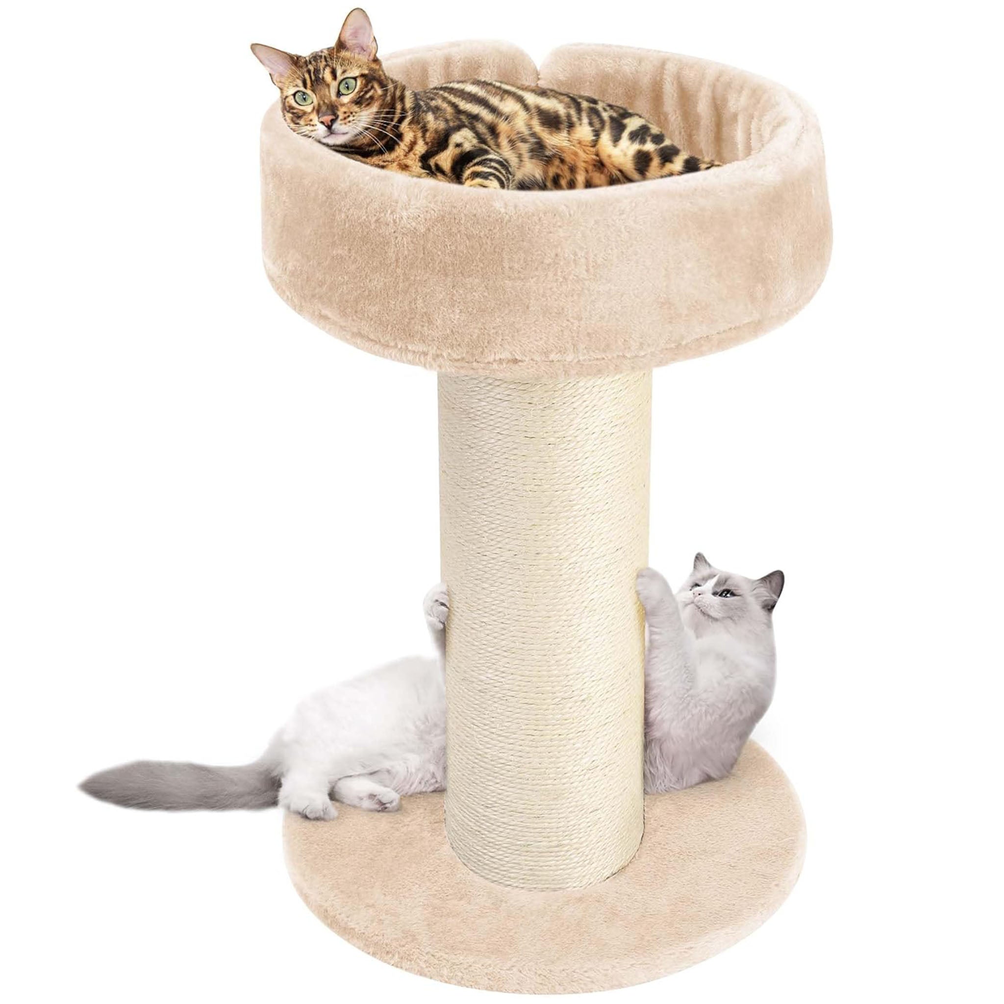 Cat Scratching Post Bed, Tall Cat Scratcher for Indoor Cats with Super Thick Nature Sisal Scratching Post [Dia=6'']£¬ Removable Fluffy Cat Bed for Kitten & Adult Cats