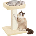 Cat Scratching Post, 32¡±Cat Scratcher with Large Plush Perch, Sisal & Carpet Scratching Post, Vertical Posts with Elevated Bed for Indoor Cats, Removable& Washable Cover
