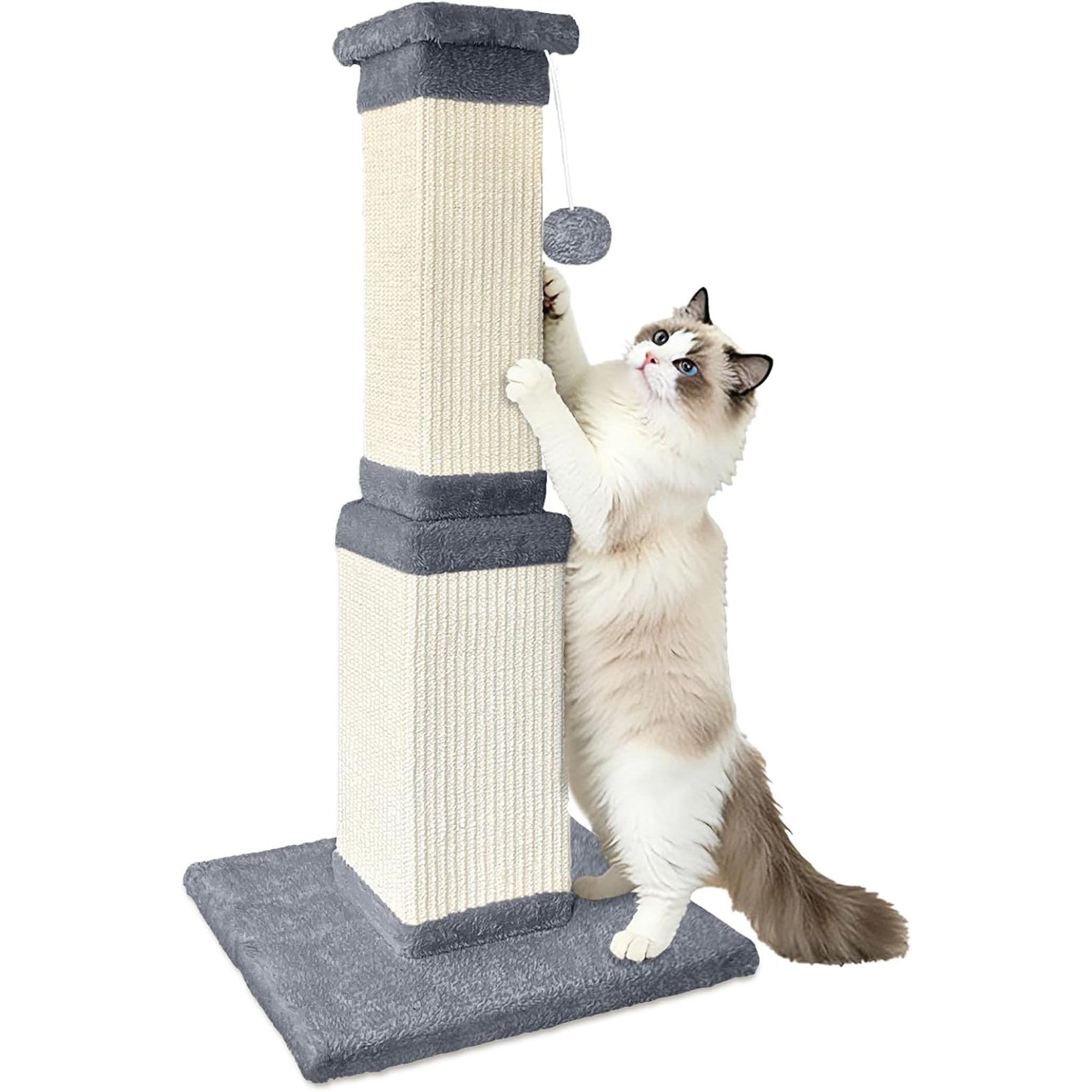 Cat Scratching Post, 32 Inch Cat Scratching Posts for Large Cats, Scratching Posts for Indoor Cats Adults, Cat Scratch Post with Nature Sisal, Light Gray
