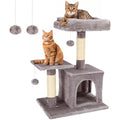 Cat Tree for Indoor Cats, 26" Height Cat Tree Tower with Condo, 100% Sisal Cat Scratching Posts Cozy Removable Top Bed Perch Cat Furniture, 100% Sisal Cat Scratching Posts for Kittens Grey