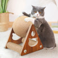 Cat Scratcher Toy, Natural Sisal Cat Scratching Ball, Cat Scratcher Toy with Ball, Scratching Ball for Cats and Kittens, Interactive Solid Wood Scratcher Pet Toy