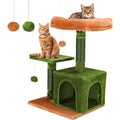 Cat Tree for Indoor Cats, 26" Height Cat Tree Tower with Condo, Cozy Removable Top Bed Perch Cat Furniture, 100% Sisal Cat Scratching Posts for Kittens, Green