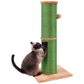 PAWSCRAT Cat Scratching Post 32 Inch High, 5.5 Inch Large Diameter Natural Sisal Cactus Cat Scratch Post, Scratch-Resistant and Durable Cat Scratcher for Indoor Cats, Green