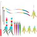 Cat Toys for Indoor Cats, 13 Packs Interactive Cat Wand Toy Set with Feather Toys & Teasers, Fun Cat Toys for Exercise, Playtime and Boredom Relief