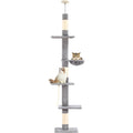 Cat Tree 5-Tier Floor to Ceiling, Cat Climbing Tree for Indoor Cats, Gery