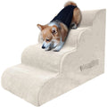 PAWSCART Dog Stairs - 19.6' H, 4-Step Soft Foam Pet Stairs for Dogs & Cats, Non-Slip, Portable, Beige
