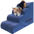 PAWSCART Dog Stairs - 19.6' H, 4-Step Soft Foam Pet Stairs for Dogs & Cats, Non-Slip, Blue