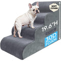 PAWSCART Pet Stairs for Dogs 4-Step, 19.6" H Pet Stairs for High Bed, Couch Sofa & Chair, 30D Material Soft Foam Dog Steps with Non-Slip Bottom Surface Removable Washable Cover, Grey