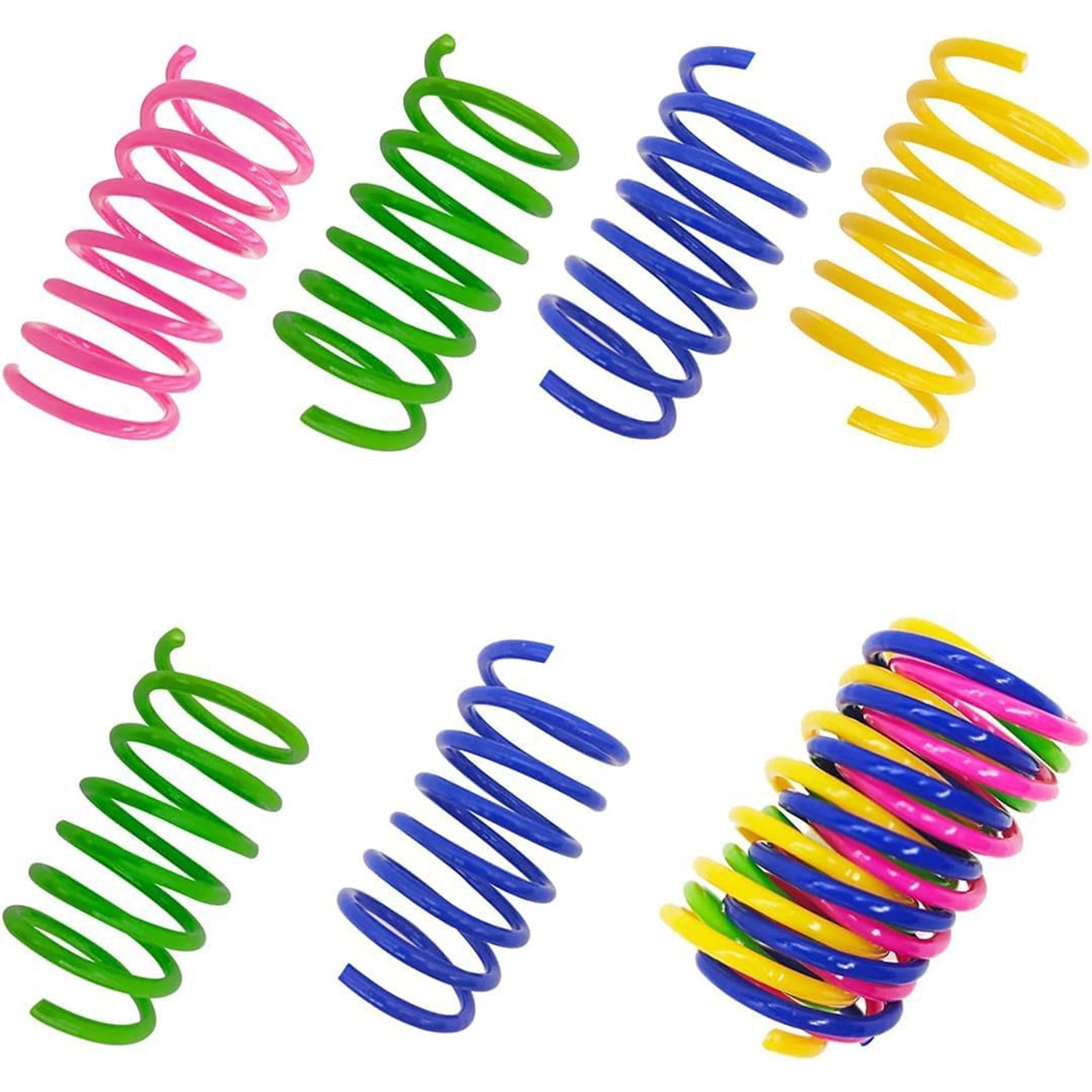 PAWSCRAT 60 Pcs Cat Spring Toys for Indoor Cats Colorful and Durable Plastic Spring coils That Attract Indoor Cats to swat, bite, and Hunt